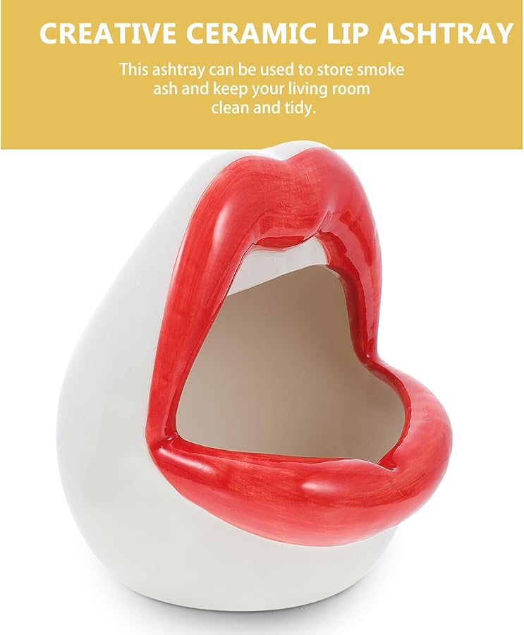 فاليكلود الإبداعية السيراميك على شكل شفاه منفضة سجائر كبيرة تصميم الأسنان ديكور المنزل سطح المكتب - Image 4